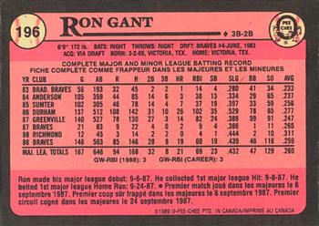 1989 O-Pee-Chee #196 Ron Gant Back