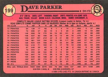 1989 O-Pee-Chee #199 Dave Parker Back