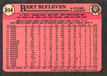 1989 O-Pee-Chee #204 Bert Blyleven Back