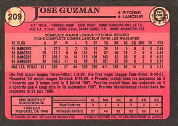 1989 O-Pee-Chee #209 Jose Guzman Back