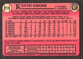 1989 O-Pee-Chee #215 Kevin Gross Back