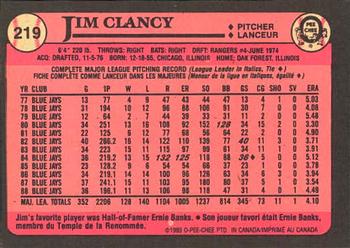 1989 O-Pee-Chee #219 Jim Clancy Back
