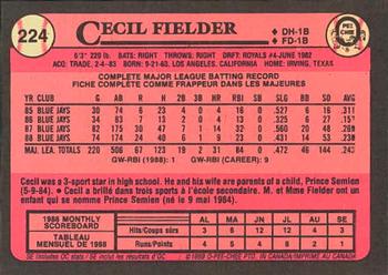 1989 O-Pee-Chee #224 Cecil Fielder Back