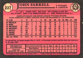 1989 O-Pee-Chee #227 John Farrell Back