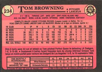 1989 O-Pee-Chee #234 Tom Browning Back