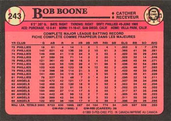 1989 O-Pee-Chee #243 Bob Boone Back