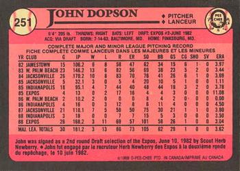 1989 O-Pee-Chee #251 John Dopson Back