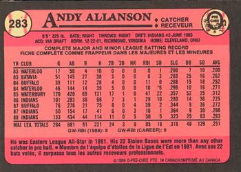 1989 O-Pee-Chee #283 Andy Allanson Back