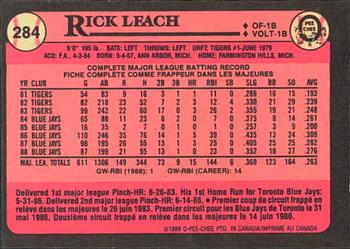 1989 O-Pee-Chee #284 Rick Leach Back