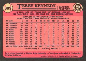 1989 O-Pee-Chee #309 Terry Kennedy Back