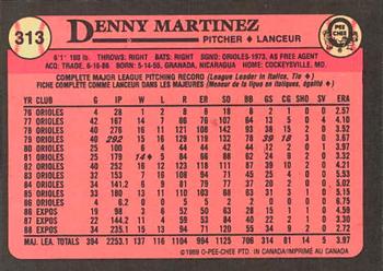 1989 O-Pee-Chee #313 Denny Martinez Back
