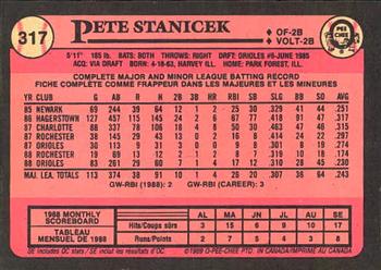 1989 O-Pee-Chee #317 Pete Stanicek Back