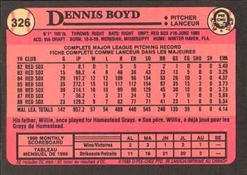 1989 O-Pee-Chee #326 Dennis Boyd Back