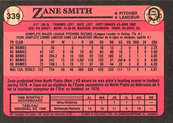 1989 O-Pee-Chee #339 Zane Smith Back