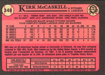 1989 O-Pee-Chee #348 Kirk McCaskill Back