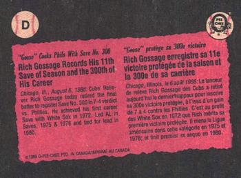 1989 O-Pee-Chee - Wax Box Bottom Panels Singles #D Rich Gossage Back
