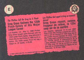 1989 O-Pee-Chee - Wax Box Bottom Panels Singles #E Greg Gross Back