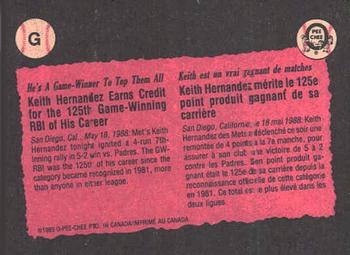 1989 O-Pee-Chee - Wax Box Bottom Panels Singles #G Keith Hernandez Back