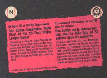 1989 O-Pee-Chee - Wax Box Bottom Panels Singles #N Don Sutton Back