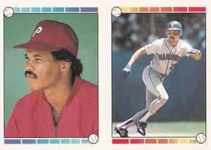 1989 O-Pee-Chee Stickers #117 / 218 Juan Samuel / Henry Cotto Front