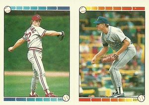 1989 O-Pee-Chee Stickers #141 / 220 Tom Browning / Mike Moore Front