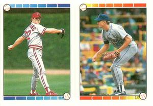 1989 O-Pee-Chee Stickers #141 / 220 Tom Browning / Mike Moore Front