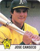 1987 Hostess Superstar Series '87 Stickers #28 Jose Canseco Front