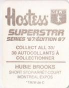1987 Hostess Superstar Series '87 Stickers #4 Hubie Brooks Back