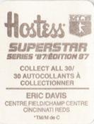 1987 Hostess Superstar Series '87 Stickers #9 Eric Davis Back