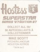 1987 Hostess Superstar Series '87 Stickers #10 Mike Scott Back
