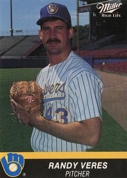 1990 Miller High Life Milwaukee Brewers SGA #NNO Randy Veres Front
