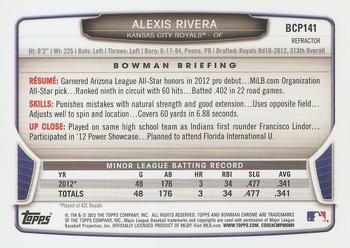 2013 Bowman Chrome - Prospects X-Fractors #BCP141 Alexis Rivera Back