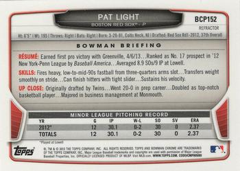 2013 Bowman Chrome - Prospects X-Fractors #BCP152 Pat Light Back