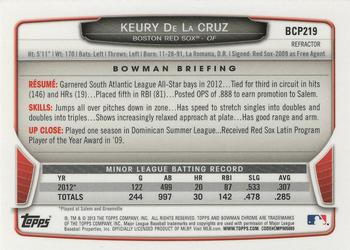 2013 Bowman Chrome - Prospects X-Fractors #BCP219 Keury de la Cruz Back