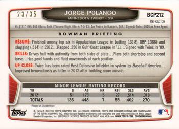 2013 Bowman Chrome - Prospects Pink Refractors #BCP212 Jorge Polanco Back