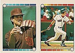 1989 Topps Stickers #104 / 255 Roberto Alomar / Mike Greenwell Front