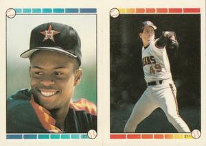 1989 Topps Stickers #23 / 211 Gerald Young / Tom Candiotti Front
