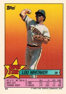 1989 Topps Stickers #282 Lou Whitaker Back