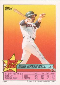 1989 Topps Stickers - Super Star Backs #16 Mike Greenwell Front
