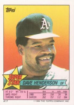 1989 Topps Stickers - Super Star Backs #17 Dave Henderson Front