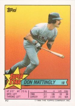 1989 Topps Stickers - Super Star Backs #2 Don Mattingly Front