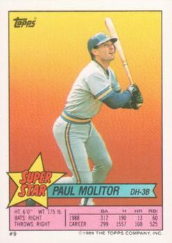 1989 Topps Stickers - Super Star Backs #9 Paul Molitor Front