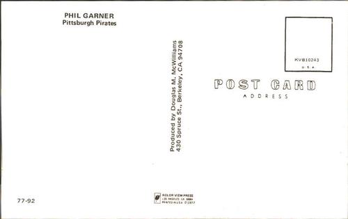 1977 Doug McWilliams Postcards #77-92 Phil Garner Back