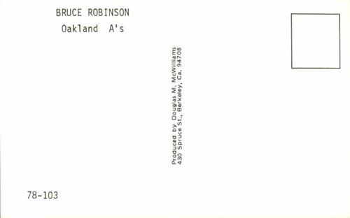 1978 Doug McWilliams Postcards #78-103 Bruce Robinson Back