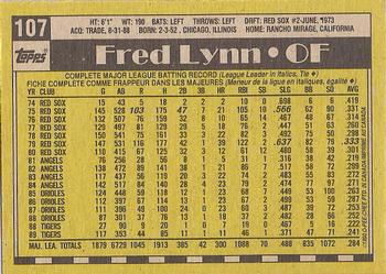 1990 O-Pee-Chee #107 Fred Lynn Back