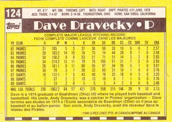 1990 O-Pee-Chee #124 Dave Dravecky Back