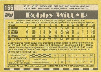 1990 O-Pee-Chee #166 Bobby Witt Back
