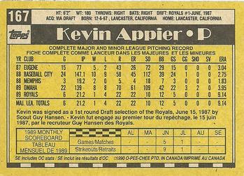 1990 O-Pee-Chee #167 Kevin Appier Back