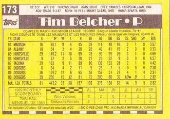 1990 O-Pee-Chee #173 Tim Belcher Back
