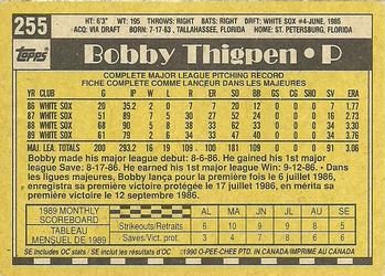 1990 O-Pee-Chee #255 Bobby Thigpen Back